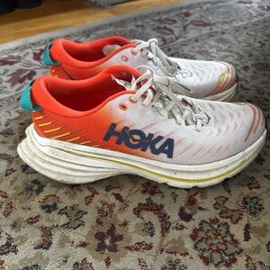 Hoka One One White Orange Teal Sneakers Size 10